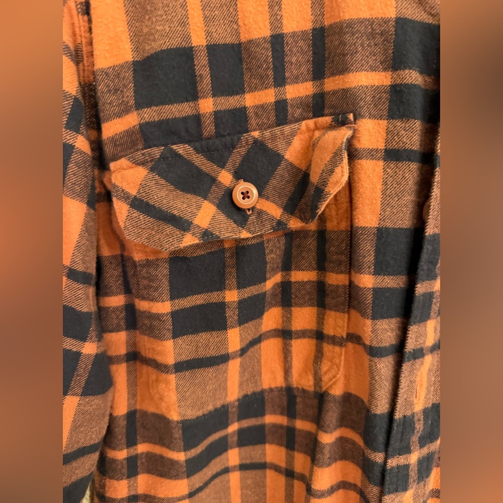 PATAGONIA Fjord Men's Flannel Orange Plaid Shirt SIZE medium - Picture 6 of 7